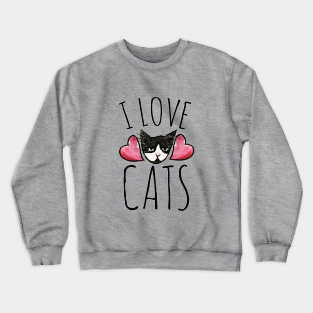 I love cats Crewneck Sweatshirt by bubbsnugg